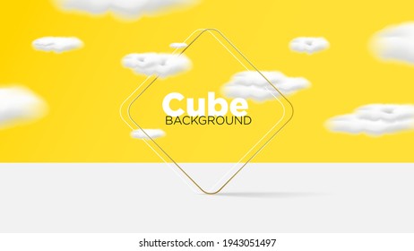 Yellow sky with white clouds background vector illustration.