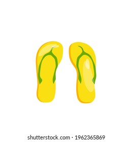 Yellow slates. Vector illustration of beach slippers in cartoon style.