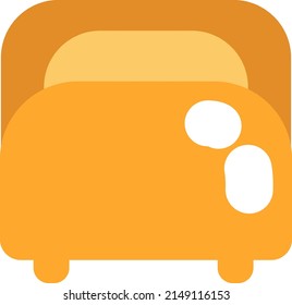 Yellow sleeping bed, illustration, vector on a white background.