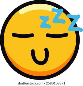 Yellow sleeping emoji with closed eyes and zzz symbol.