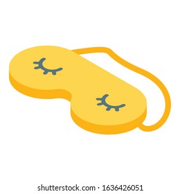 Yellow sleeping eyes icon. Isometric of yellow sleeping eyes vector icon for web design isolated on white background