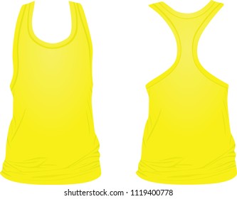 Yellow sleeveless t shirt. vector illustration