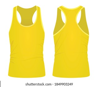 Yellow  sleeveless t shirt. vector illustration