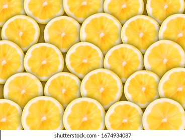 Yellow Sliced Lemons Pattern Background. EPS10 Vector