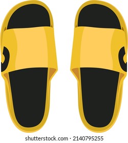 Pantuflas de diapositivas amarillas, ilustración, vector sobre un fondo blanco.