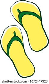 Yellow slippers, illustration, vector on white background.