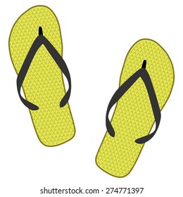 Yellow slippers on a white background