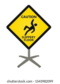 Yellow slippery floor sign. vector illustration