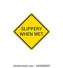 Yellow Slippery When Wet Sign. Traffic Symbol Modern Simple Vector Icon
