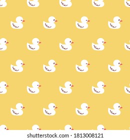Yellow Small Ducks Vector Illustration Seamless Pattern