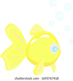 Yellow small fish, illustration, vector on white background