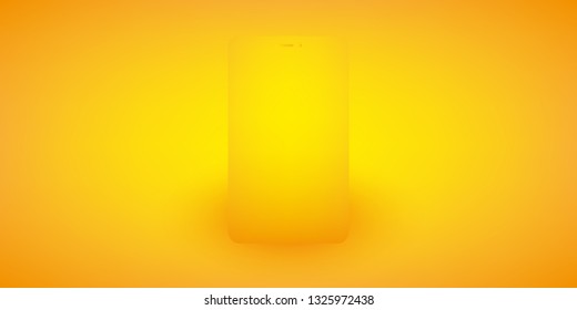 Yellow Smart Phone Shape, Vector Background Illustration