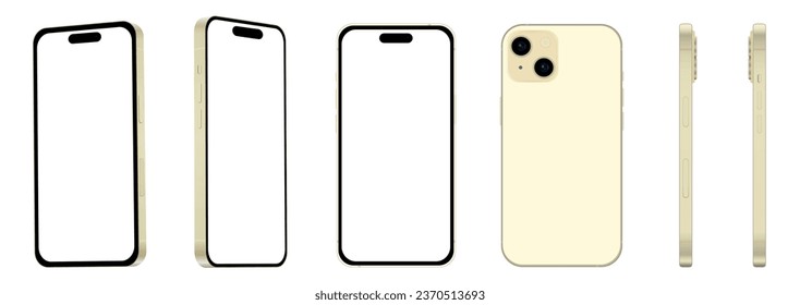 Yellow smartphone models, mockup for web design on white background - Vector illustration