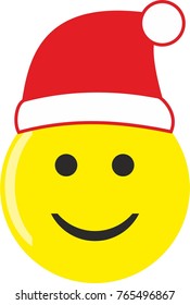 Yellow smile with christmas hat