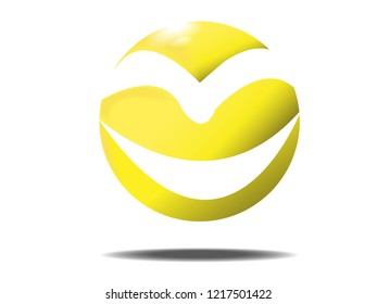 A yellow smile face ball logo and icon