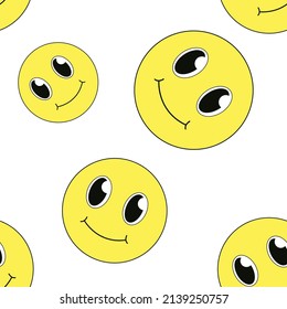 
Yellow Smile Face Seamless Pattern vector. 