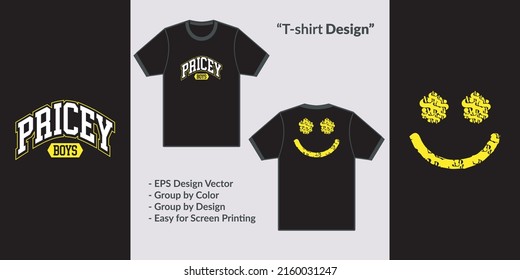 Yellow smile face theme design typography style for t-shirt, hoodie, jacket, merchandise, and other screen printing