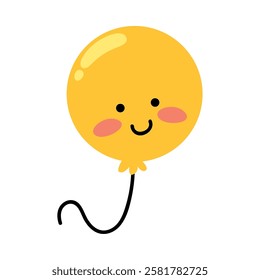 Yellow smiley balloon with happy face isolated vector illustration