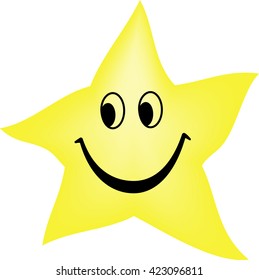 yellow smiley face star shape, vector