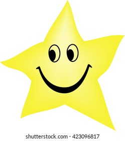 yellow smiley face star shape, vector