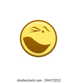 yellow smiley face that winks with his mouth open