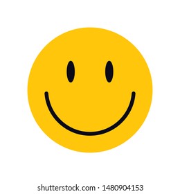 Yellow Smiley Face For Your Design. Happy Smile Card Concept Illustration. Сharacter For Web Or Card Design. Graphic Element For Background