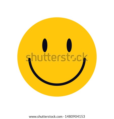 Yellow smiley face for your design. Happy smile card concept illustration. Сharacter for web or card design. Graphic element for background