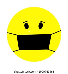 yellow smiley in mask. vector graphics