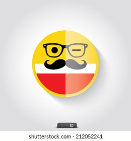 Yellow smiley on gray background, facial expression