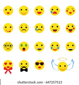 Yellow smileys on a white background
