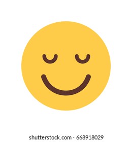 Yellow Smiling Cartoon Face Closed Eyes Emoji People Emotion Icon Flat Vector Illustration