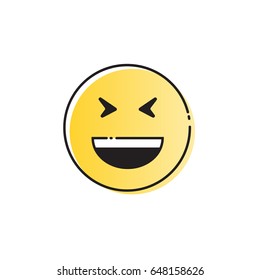 Yellow Smiling Cartoon Face Laugh Positive People Emotion Open Mouth Icon Vector Illustration