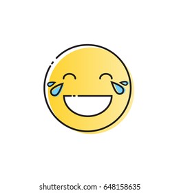 Yellow Smiling Cartoon Face Laugh Positive People Emotion Open Mouth Icon Vector Illustration