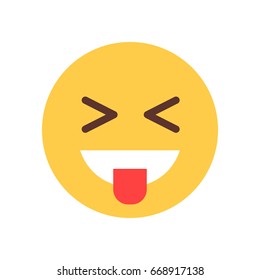 Yellow Smiling Cartoon Face Laughing Emoji People Emotion Icon Flat Vector Illustration