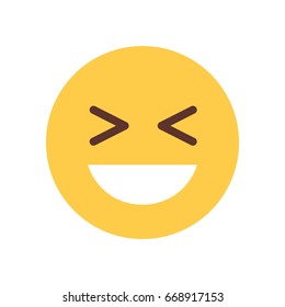 Yellow Smiling Cartoon Face Laughing Emoji People Emotion Icon Flat Vector Illustration