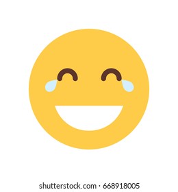 Yellow Smiling Cartoon Face Laughing Emoji People Emotion Icon Flat Vector Illustration