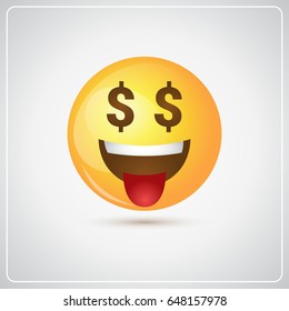 Yellow Smiling Cartoon Face People Emotion Show Tongue Icon Flat Vector Illustration