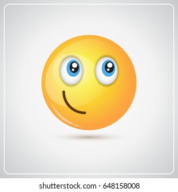 Yellow Smiling Cartoon Face Positive People Emotion Icon Flat Vector Illustration