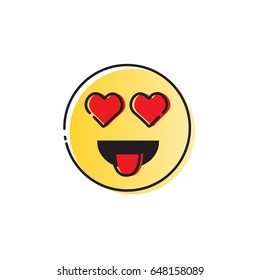 Yellow Smiling Cartoon Face Positive People Emotion Icon Vector Illustration
