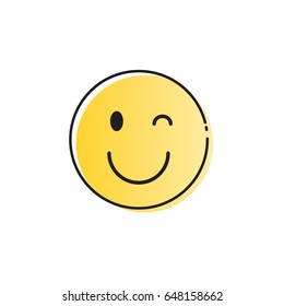 Yellow Smiling Cartoon Face Positive People Emotion Icon Vector Illustration