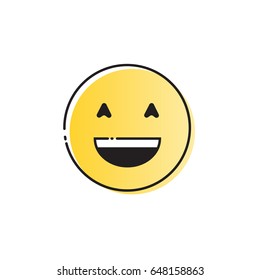 Yellow Smiling Cartoon Face Positive People Emotion Open Mouth Icon Vector Illustration