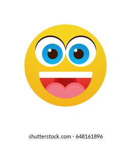 Yellow Smiling Cartoon Face Positive People Emotion Open Mouth Icon Flat Vector Illustration