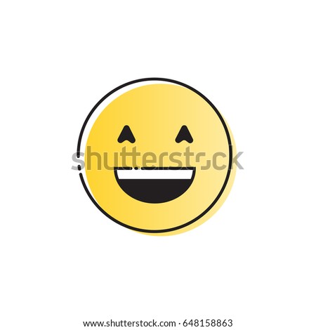 Yellow Smiling Cartoon Face Positive People Emotion Open Mouth Icon Vector Illustration