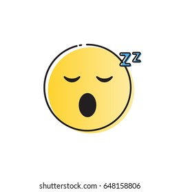 Yellow Smiling Cartoon Face Sleeping People Emotion Icon Vector Illustration