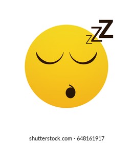Yellow Smiling Cartoon Face Sleeping People Emotion Icon Flat Vector Illustration