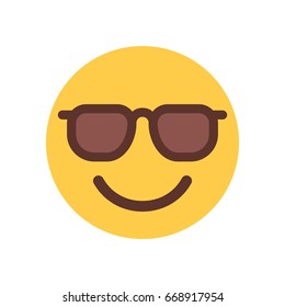 Yellow Smiling Cartoon Face In Sun Glasses Emoji People Emotion Icon Flat Vector Illustration