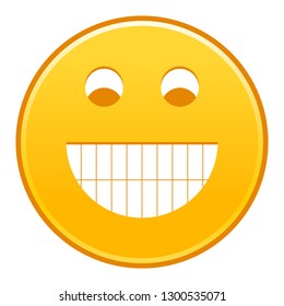 Yellow smiling face cheerful happy emoticon isolated on white background. The graphic element for design saved as a vector illustration in the EPS file format.