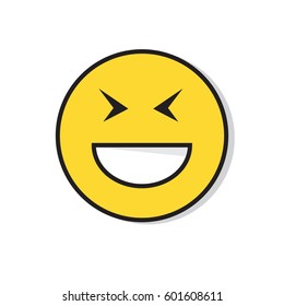 Yellow Smiling Face Laughing Positive People Emotion Icon Flat Vector Illustration