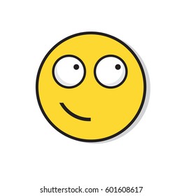 Yellow Smiling Face Positive People Emotion Icon Flat Vector Illustration