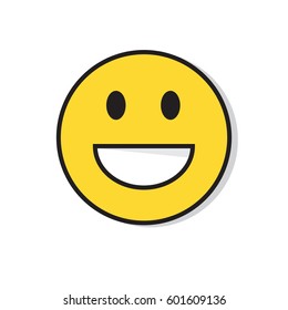 Yellow Smiling Face Positive People Emotion Icon Flat Vector Illustration